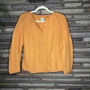 Vintage 50s Italian Wool Pumpkin Cardigan Sweater